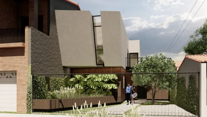 Perspectiva exterior del proyecto residencial Casa Munro